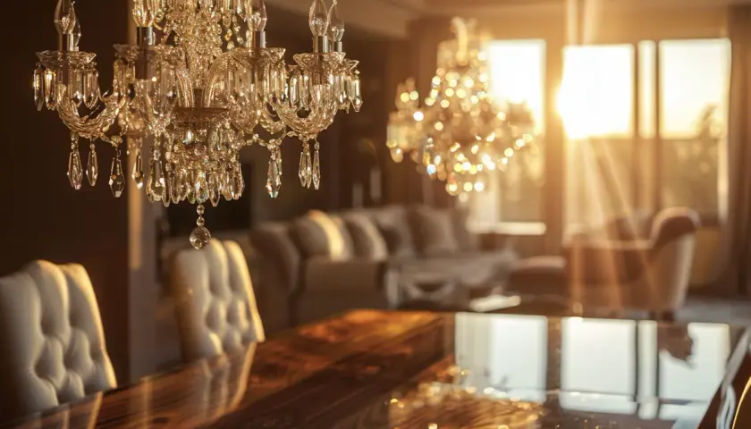 Lampa nad stół glamour: Elegancka lampa sufitowa z kloszem